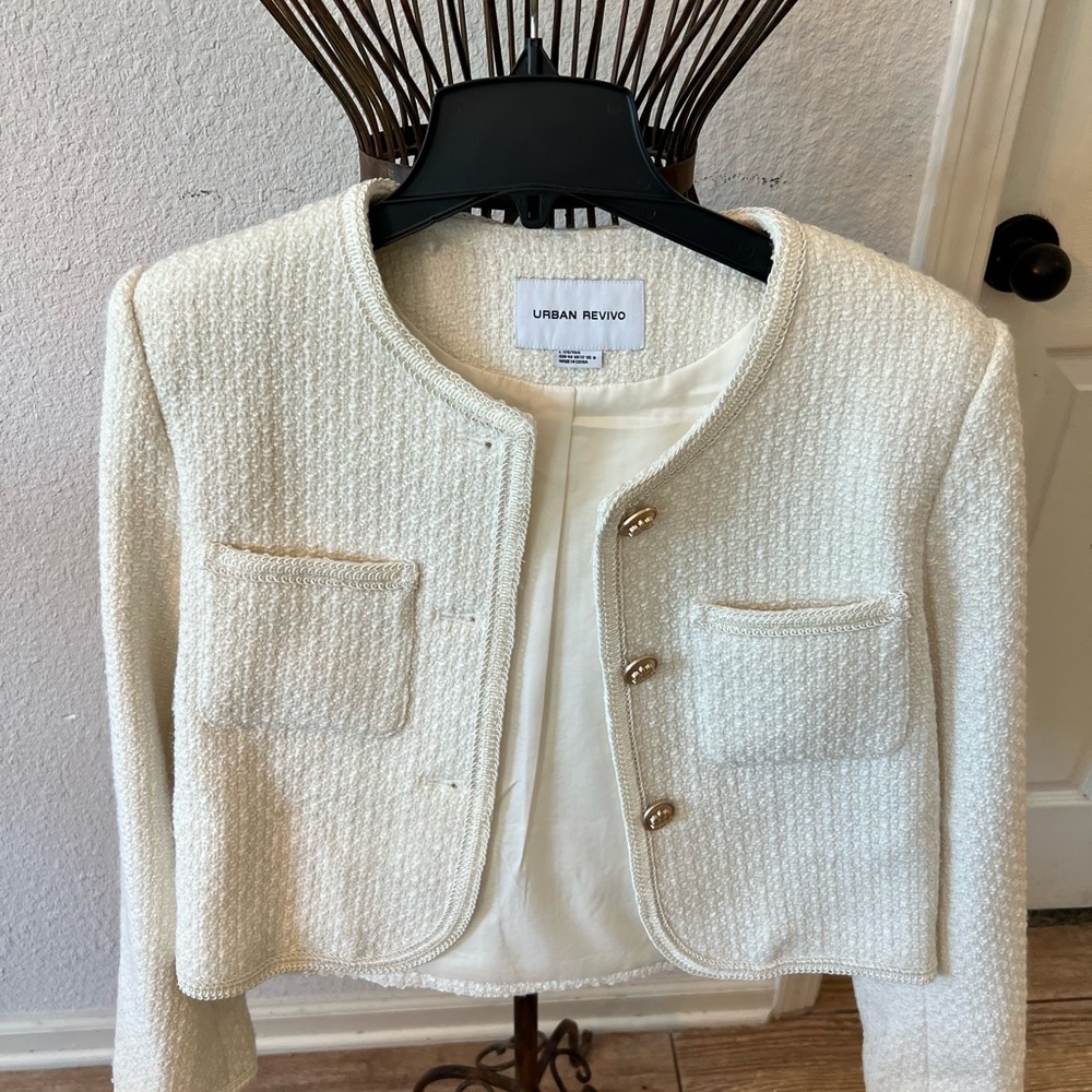 Urban Revivo Cream tweed jacket